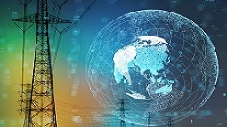 A transmission tower with a globe