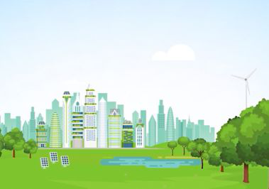 Cartoon City with windmills