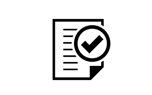 An icon of a document and a checkmark