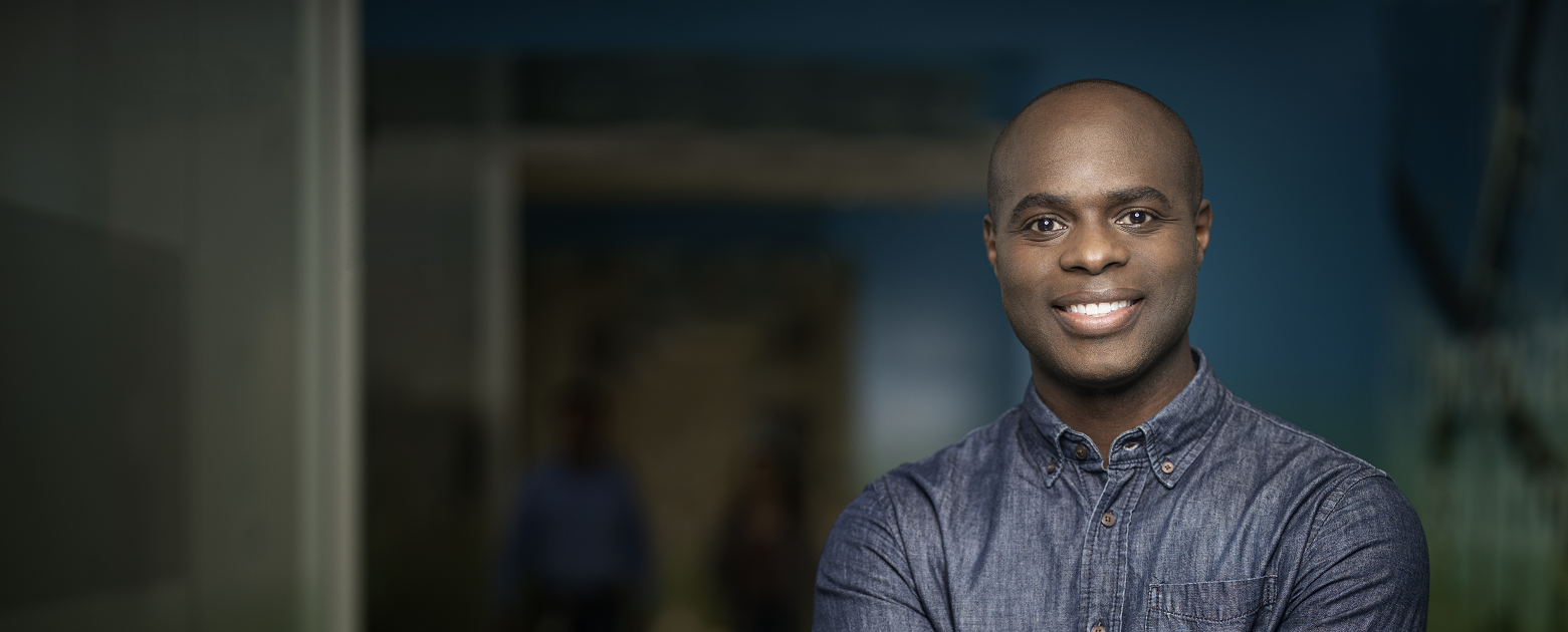 Profile shot of a professional man smiling